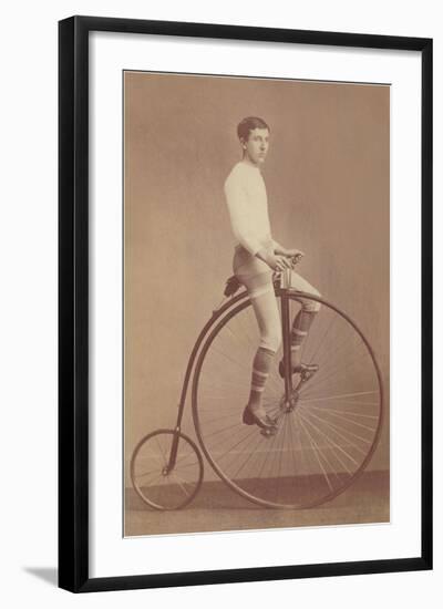 Photo of Man on Vintage Bicycle-null-Framed Art Print