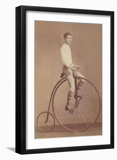 Photo of Man on Vintage Bicycle-null-Framed Art Print