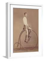 Photo of Man on Vintage Bicycle-null-Framed Art Print