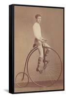 Photo of Man on Vintage Bicycle-null-Framed Stretched Canvas