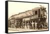 Photo of Men Standing in Front of Caboose-null-Framed Stretched Canvas