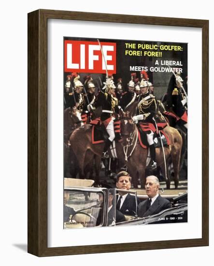 Photo of Pres. Kennedy and Gen. De Gaulle, During Trip to Paris, June 9, 1961-Paul Schutzer-Framed Photographic Print