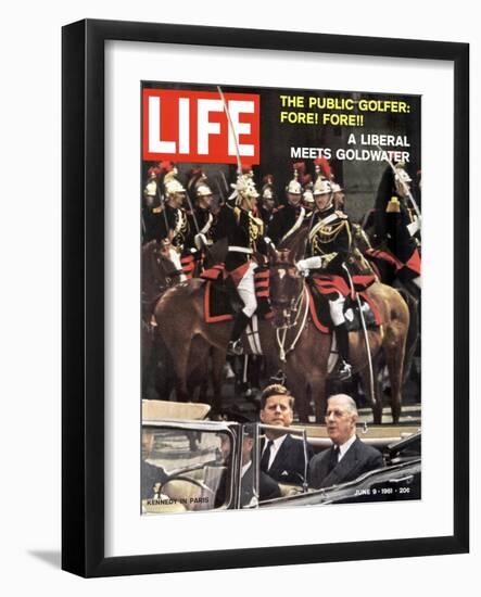 Photo of Pres. Kennedy and Gen. De Gaulle, During Trip to Paris, June 9, 1961-Paul Schutzer-Framed Photographic Print