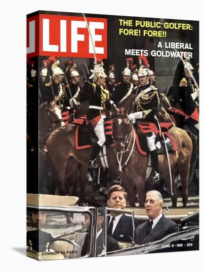 Photo of Pres. Kennedy and Gen. De Gaulle, During Trip to Paris, June 9, 1961-Paul Schutzer-Stretched Canvas