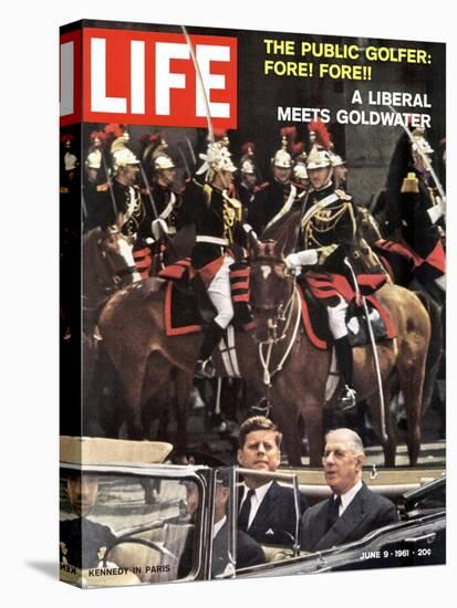 Photo of Pres. Kennedy and Gen. De Gaulle, During Trip to Paris, June 9, 1961-Paul Schutzer-Stretched Canvas