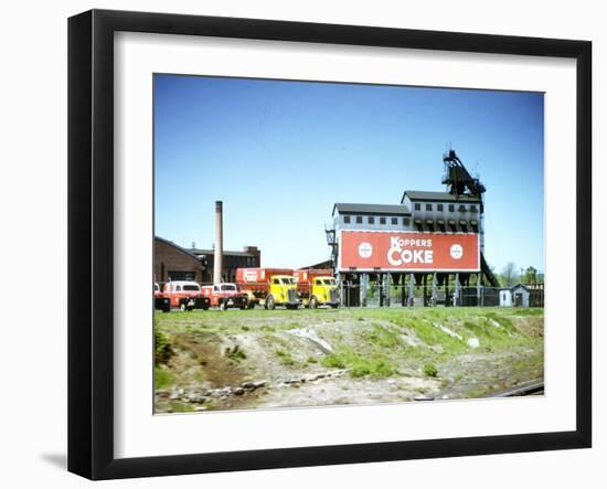 Photo Taken from Window of a Train Showing Coke Processing Plant Near Tracks-Walker Evans-Framed Photographic Print