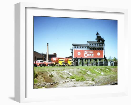 Photo Taken from Window of a Train Showing Coke Processing Plant Near Tracks-Walker Evans-Framed Photographic Print