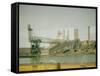 Photo Taken from Window of a Train Showing Industrial Waterfront Scene-Walker Evans-Framed Stretched Canvas