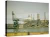 Photo Taken from Window of a Train Showing Industrial Waterfront Scene-Walker Evans-Stretched Canvas