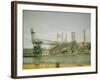 Photo Taken from Window of a Train Showing Industrial Waterfront Scene-Walker Evans-Framed Photographic Print