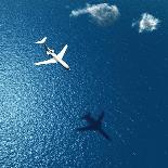 Airplane Flies over a Sea-Photobank gallery-Art Print