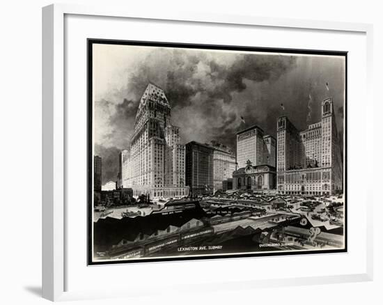 Photograph of a Drawing of Subway Routes around Pershing Square by H. Bierdermann, 1919-Byron Company-Framed Giclee Print