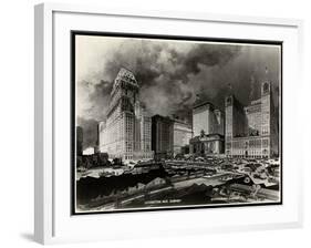 Photograph of a Drawing of Subway Routes around Pershing Square by H. Bierdermann, 1919-Byron Company-Framed Giclee Print