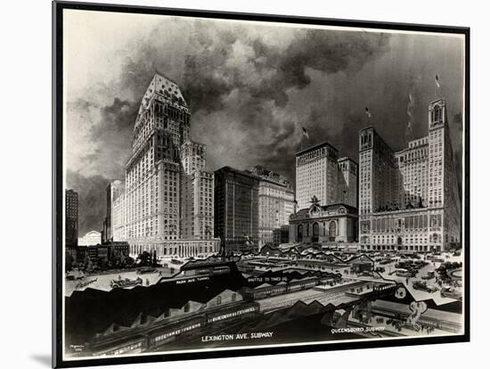 Photograph of a Drawing of Subway Routes around Pershing Square by H. Bierdermann, 1919-Byron Company-Mounted Giclee Print