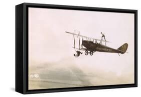 Photograph of a Wingwalkers on a Biplane-null-Framed Stretched Canvas