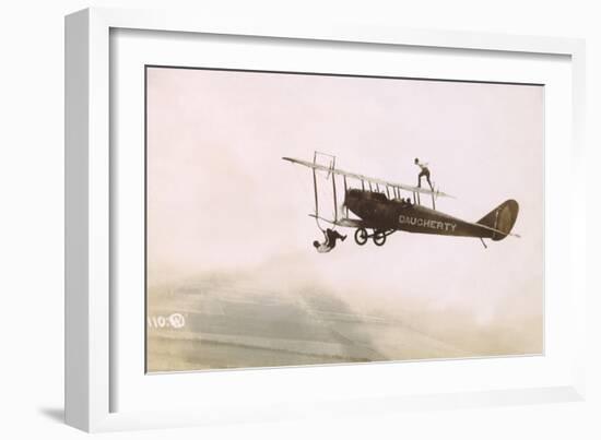 Photograph of a Wingwalkers on a Biplane-null-Framed Giclee Print