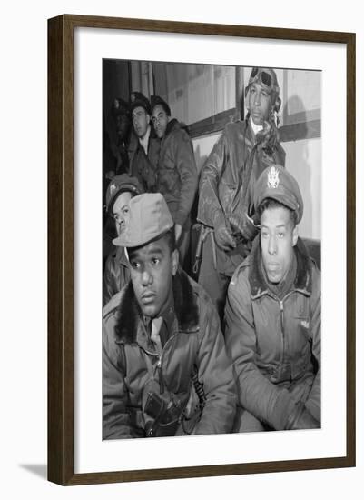 Photograph of Tuskegee Airmen Attending a Briefing in Ramitelli, Italy, March 1945-null-Framed Art Print