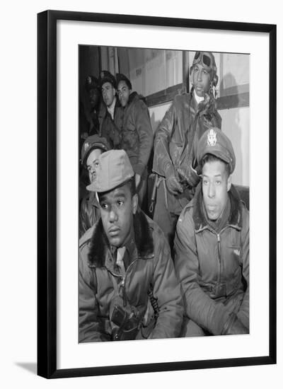 Photograph of Tuskegee Airmen Attending a Briefing in Ramitelli, Italy, March 1945-null-Framed Art Print