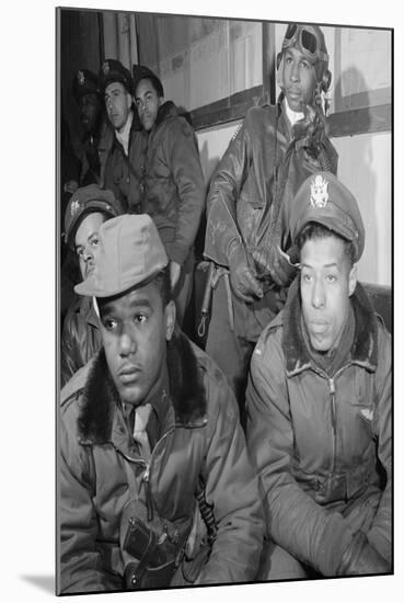 Photograph of Tuskegee Airmen Attending a Briefing in Ramitelli, Italy, March 1945-null-Mounted Art Print