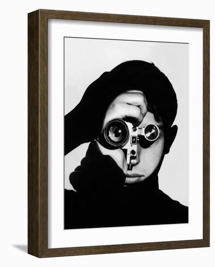 Photographer Dennis Stock Holding Camera to His Face-Andreas Feininger-Framed Premium Photographic Print