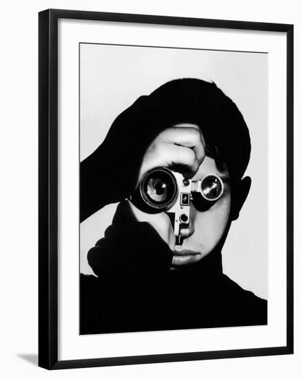 Photographer Dennis Stock Holding Camera to His Face-Andreas Feininger-Framed Premium Photographic Print