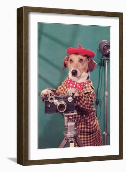 Photographer Dog, Retro-null-Framed Art Print