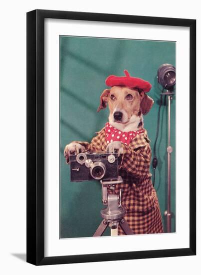 Photographer Dog, Retro-null-Framed Art Print