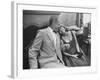 Photographer John Swope Sitting with Actress Jane Fonda During a Cocktail Party Given for Her-Allan Grant-Framed Premium Photographic Print