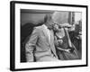 Photographer John Swope Sitting with Actress Jane Fonda During a Cocktail Party Given for Her-Allan Grant-Framed Premium Photographic Print