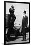 Photographer Mounts Himself on Roof of a Car to Shoot a Pictures of Exceedingly Tall Men in Top Hat-null-Framed Art Print