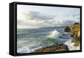 Photographers Along Cape Kiwanda. Pacific City, OR-Justin Bailie-Framed Stretched Canvas