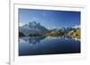 Photographers and hikers on the shore of Lac De Cheserys at dawn Haute Savoie France Europe-ClickAlps-Framed Photographic Print