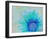 Photographic Layer Work of a Gerber Daisy with Textureand Floral Ornaments in Blue and Green Tones-Alaya Gadeh-Framed Photographic Print