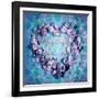 Photographic Layer Work of a Heart from Seashells and Floral Ornaments in Blue Lavender Tones-Alaya Gadeh-Framed Photographic Print