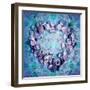 Photographic Layer Work of a Heart from Seashells and Floral Ornaments in Blue Lavender Tones-Alaya Gadeh-Framed Photographic Print