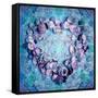 Photographic Layer Work of a Heart from Seashells and Floral Ornaments in Blue Lavender Tones-Alaya Gadeh-Framed Stretched Canvas