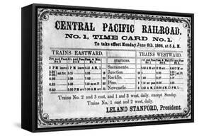 Photographic Print of the Central Pacific Railroad Company's Original Timetable for 6th June 1864-null-Framed Stretched Canvas