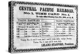 Photographic Print of the Central Pacific Railroad Company's Original Timetable for 6th June 1864-null-Stretched Canvas