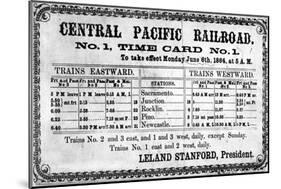 Photographic Print of the Central Pacific Railroad Company's Original Timetable for 6th June 1864-null-Mounted Giclee Print