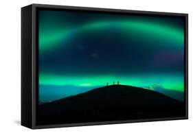 Photographing Auroras and Icebergs at Glacial Lagoon, Vatnajokull Ice Cap, Iceland-Ragnar Th Sigurdsson-Framed Stretched Canvas