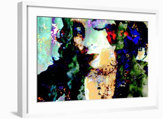 Photomontage of a Portrait of a Woman with Coloured Ornaments of Flowers and Plants-Alaya Gadeh-Framed Photographic Print