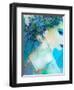 Photomontage of a Woman with Flowers and Leaves in Blue-Alaya Gadeh-Framed Photographic Print