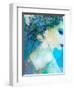Photomontage of a Woman with Flowers and Leaves in Blue-Alaya Gadeh-Framed Photographic Print