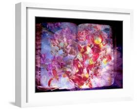 Photomontage of Flowers and Heart on an Old Book-Alaya Gadeh-Framed Premium Photographic Print