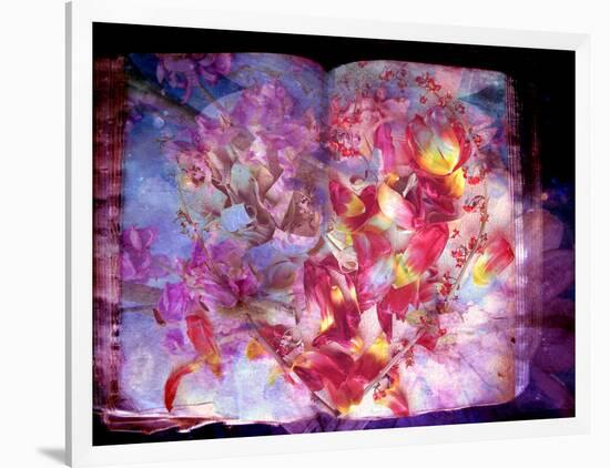 Photomontage of Flowers and Heart on an Old Book-Alaya Gadeh-Framed Photographic Print