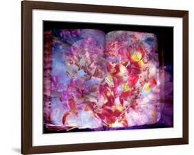 Photomontage of Flowers and Heart on an Old Book-Alaya Gadeh-Framed Photographic Print