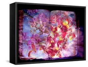 Photomontage of Flowers and Heart on an Old Book-Alaya Gadeh-Framed Stretched Canvas