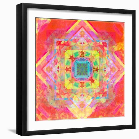 Photomontage of Geometrical Samples with Flowers, Conceptual Layer Work-Alaya Gadeh-Framed Photographic Print