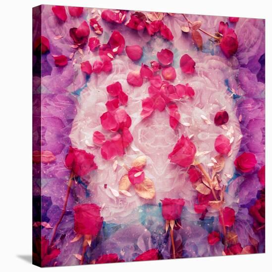 Photomontage of Red Roses and Floralen Ornaments-Alaya Gadeh-Stretched Canvas