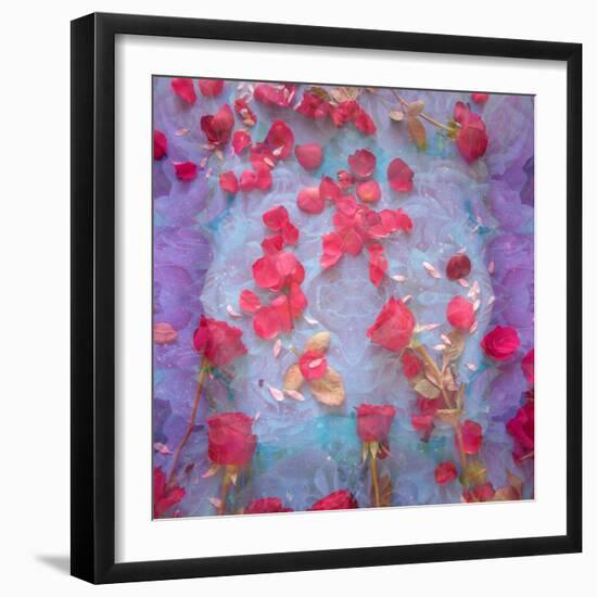 Photomontage of Red Roses and Floralen Ornaments-Alaya Gadeh-Framed Photographic Print